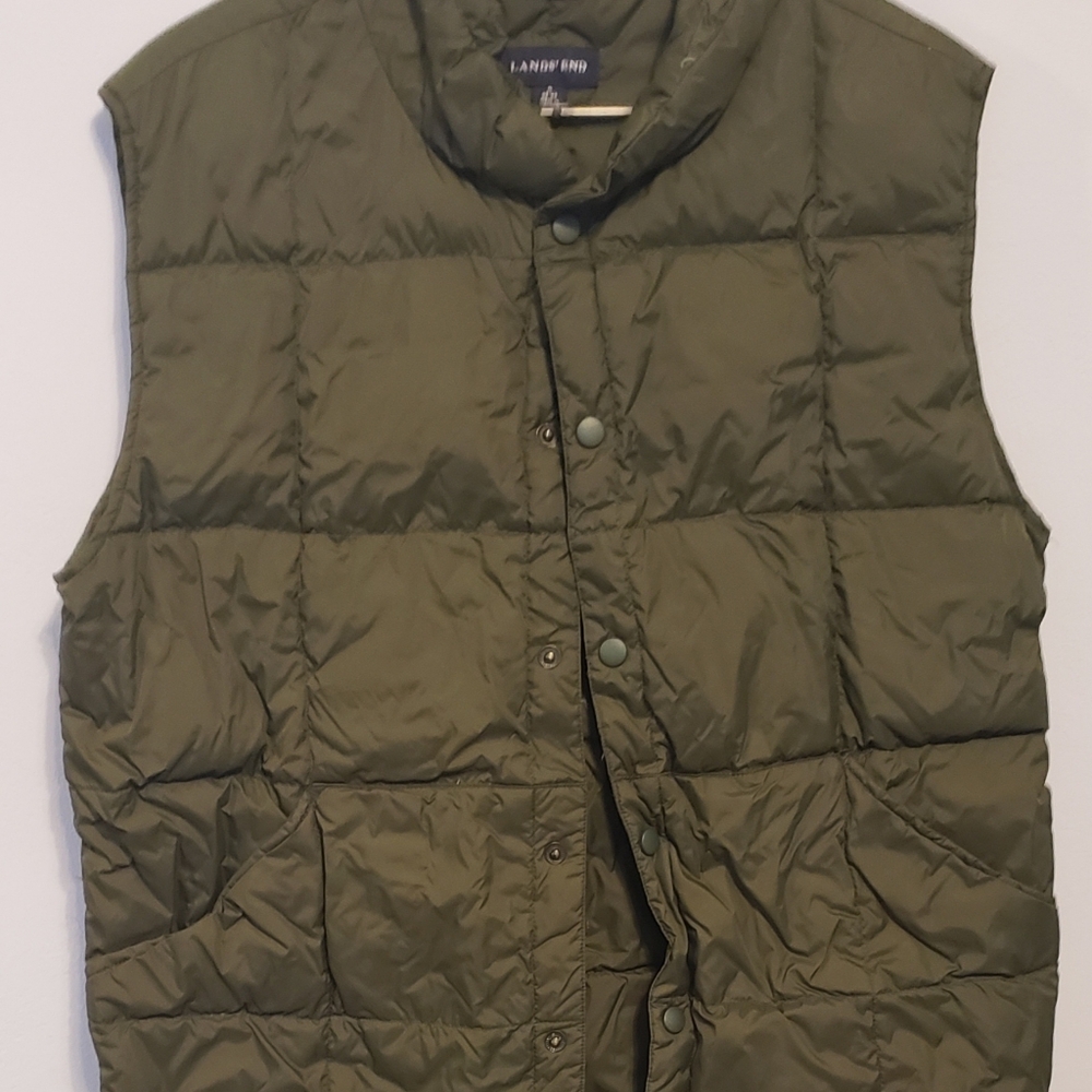 Lands End Puffy Vest Green